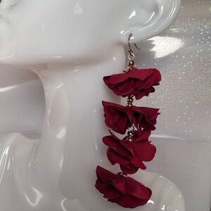 nOir Jewelry | Red Cascading Petals Drop Earrings | NWT